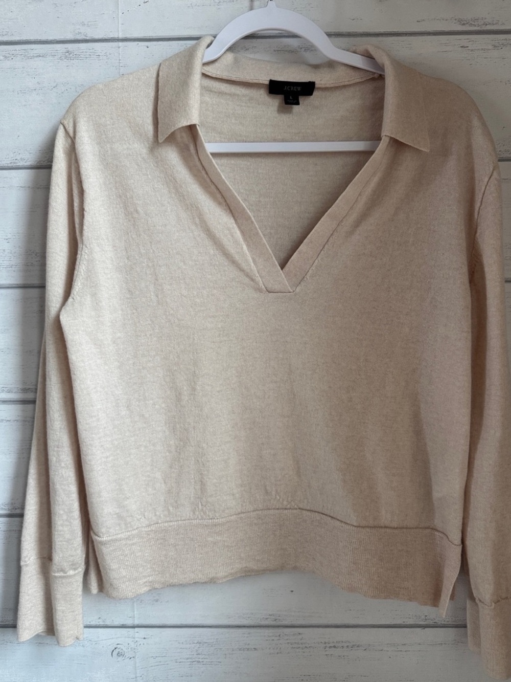J.Crew Beige Merino Wool Pullover Sweater
